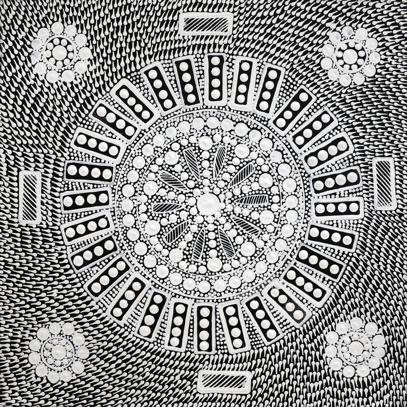 Aboriginal Artwork by Jocelyn Napanangka Frank, Lukarrara Jukurrpa, 30x30cm