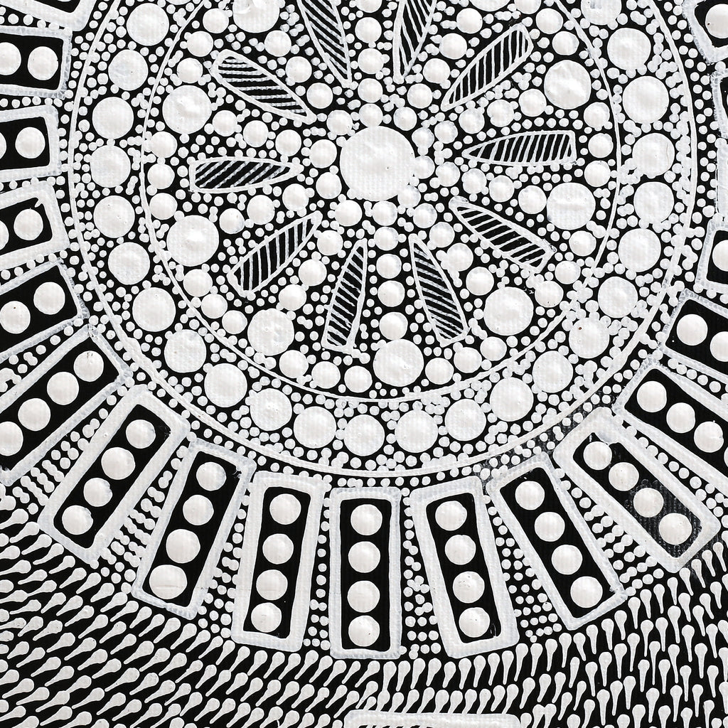 Aboriginal Artwork by Jocelyn Napanangka Frank, Lukarrara Jukurrpa, 30x30cm