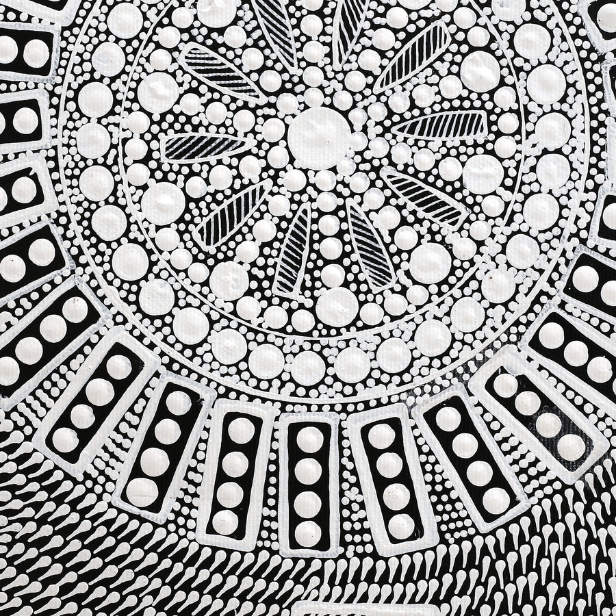 Aboriginal Artwork by Jocelyn Napanangka Frank, Lukarrara Jukurrpa, 30x30cm