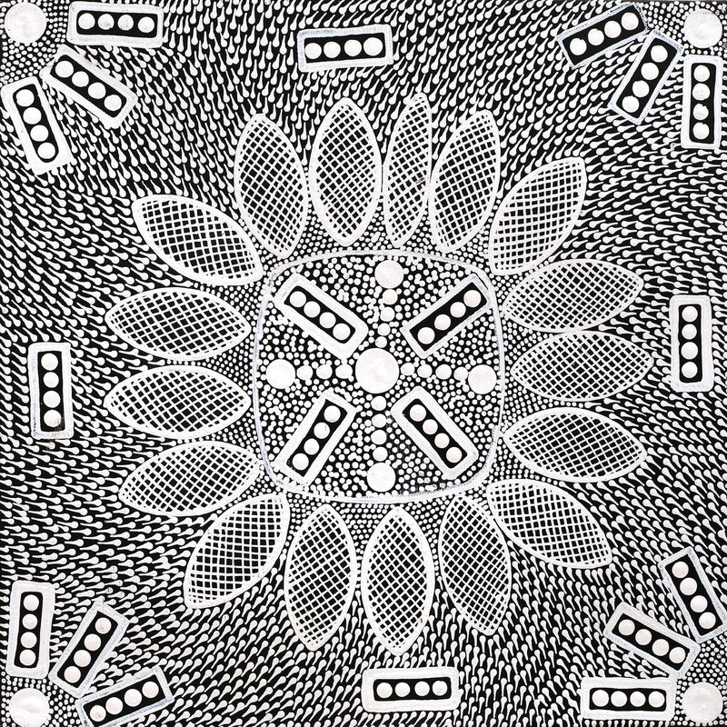 Aboriginal Artwork by Jocelyn Napanangka Frank, Lukarrara Jukurrpa, 30x30cm