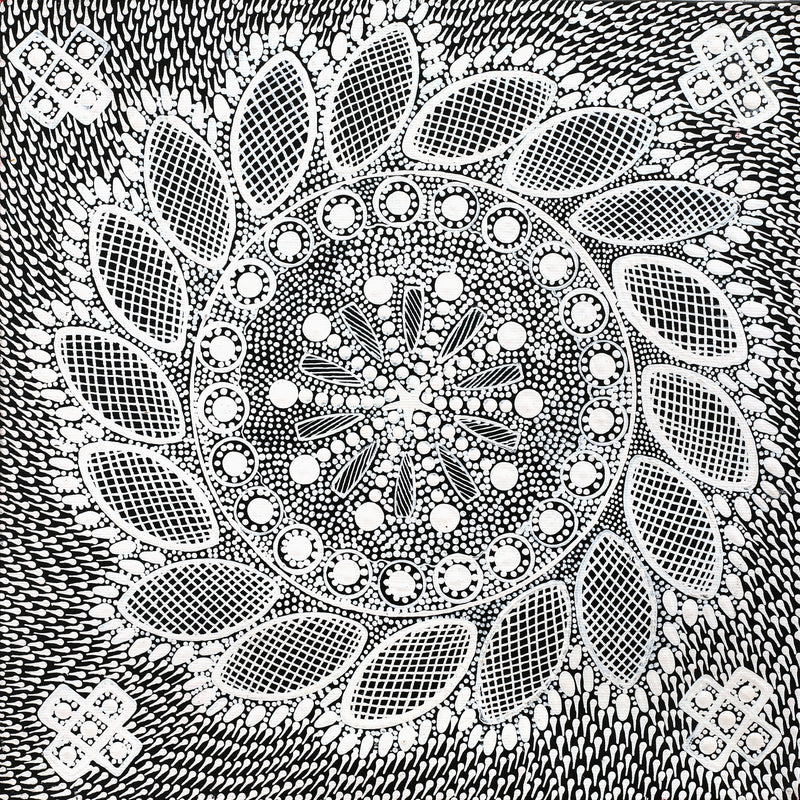 Aboriginal Artwork by Jocelyn Napanangka Frank, Lukarrara Jukurrpa, 30x30cm