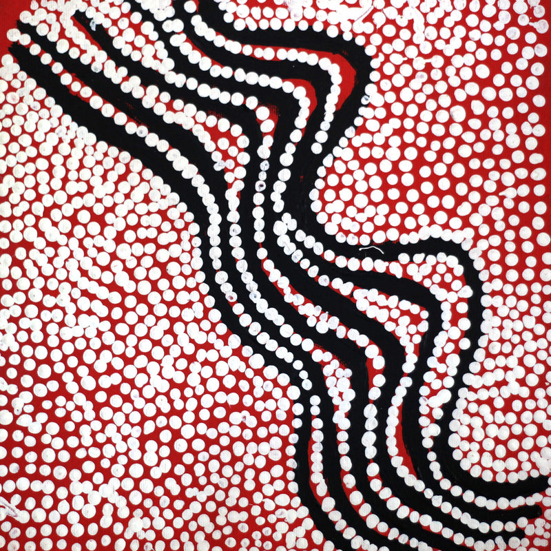 Aboriginal Artwork by Joe Jangala Bird, Ngapa Jukurrpa (Water Dreaming) - Puyurru, 30x30cm
