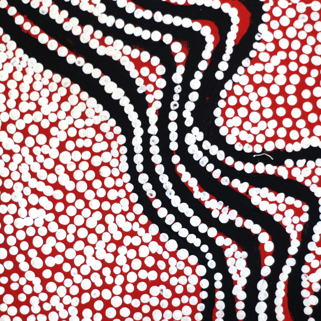 Aboriginal Artwork by Joe Jangala Bird, Ngapa Jukurrpa (Water Dreaming) - Puyurru, 30x30cm