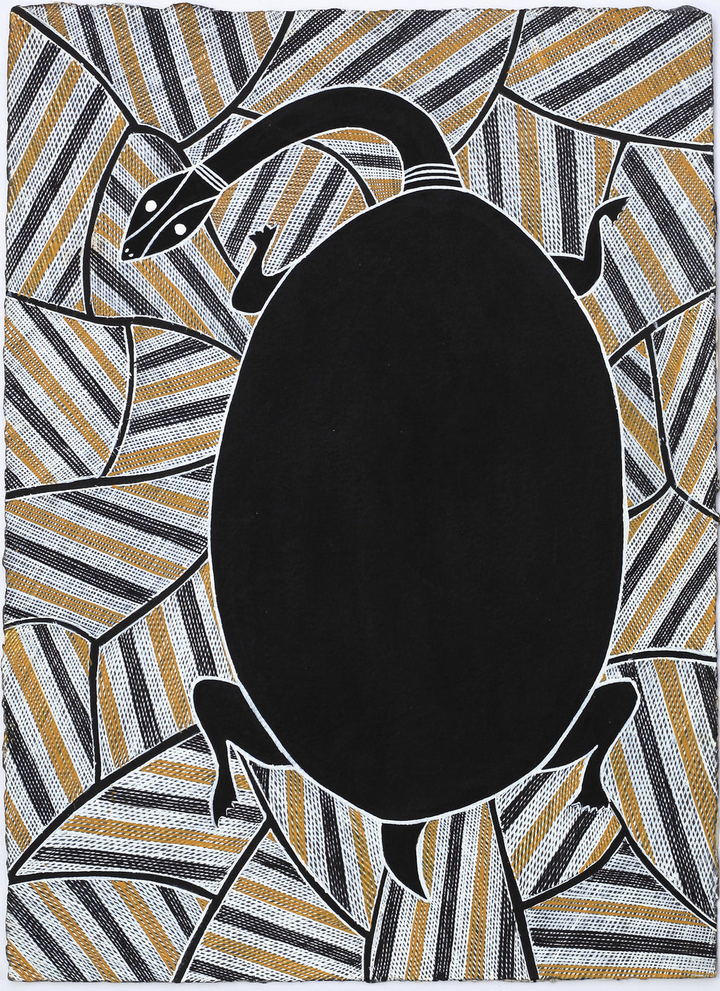 Aboriginal Artwork by Johnny Malibirr Warrkatja, Nyangura (long neck turtle), Gapuwiyak - 53x38cm