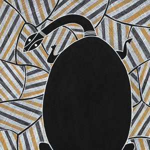 Aboriginal Artwork by Johnny Malibirr Warrkatja, Nyangura (long neck turtle), Gapuwiyak - 53x38cm - ART ARK®
