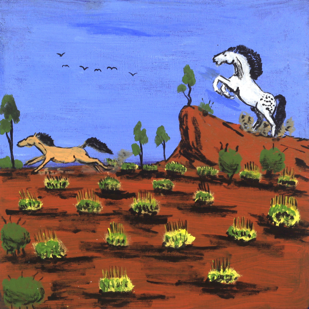 Aboriginal Artwork by Jonathan Jakamarra Ross, Nguru Yurntumu-wana (Country around Yuendumu), 30x30cm