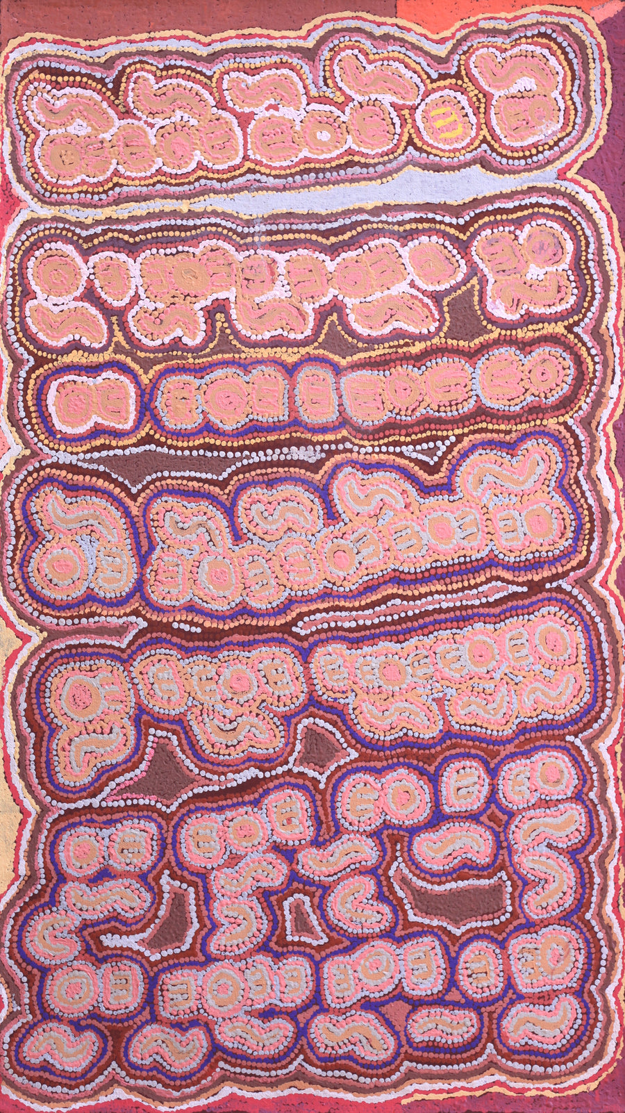 Aboriginal Artwork by Jorna Napurrurla Nelson, Janganpa Jukurrpa (Brush-tailed Possum Dreaming), 107x61cm