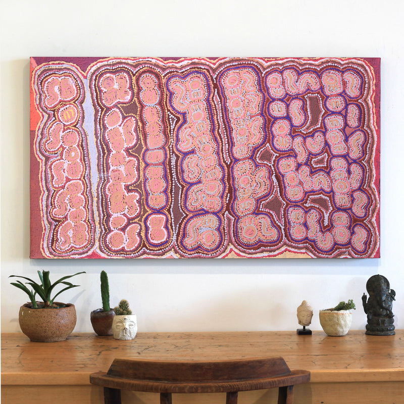 Aboriginal Artwork by Jorna Napurrurla Nelson, Janganpa Jukurrpa (Brush-tailed Possum Dreaming), 107x61cm