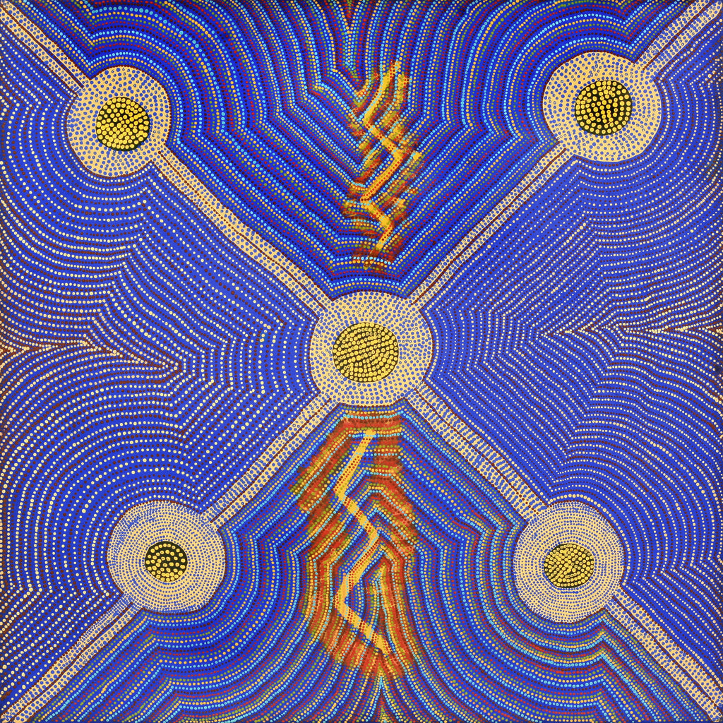 Aboriginal Artwork by Joseph Lane, ‘Kurpulungu’ Ngapa Tjukurrpa - Water Snake Dreaming, 60x60cm