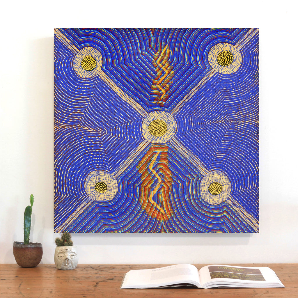 Aboriginal Artwork by Joseph Lane, ‘Kurpulungu’ Ngapa Tjukurrpa - Water Snake Dreaming, 60x60cm - ART ARK®