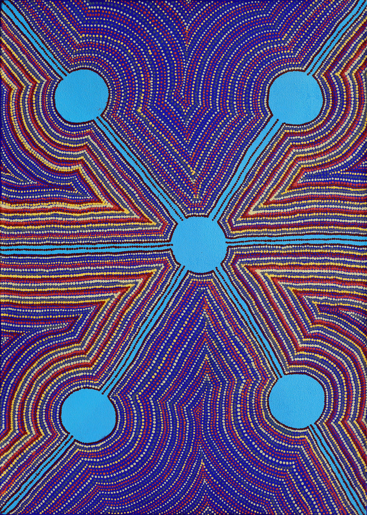 Aboriginal Artwork by Joseph Lane, ‘Kurpulungu’ Ngapa Tjukurrpa - Water Snake Dreaming, 70x50cm