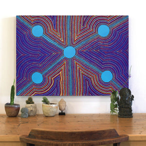 Aboriginal Artwork by Joseph Lane, ‘Kurpulungu’ Ngapa Tjukurrpa - Water Snake Dreaming, 70x50cm - ART ARK®