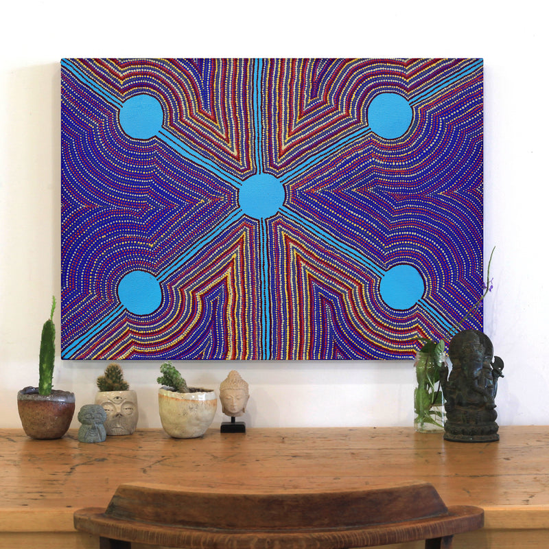 Aboriginal Artwork by Joseph Lane, ‘Kurpulungu’ Ngapa Tjukurrpa - Water Snake Dreaming, 70x50cm