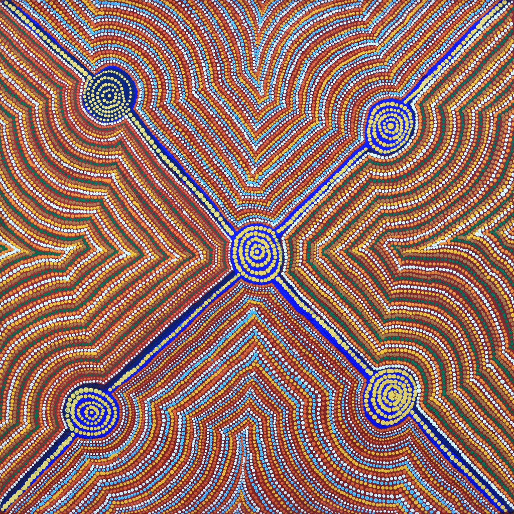 Aboriginal Artwork by Joseph Lane, Kulpununtu, 40x40cm