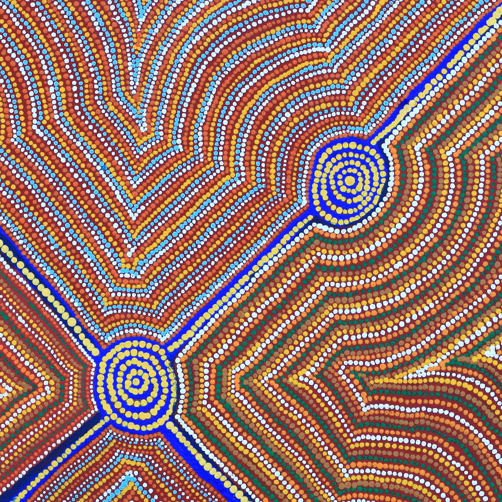 Aboriginal Artwork by Joseph Lane, Kulpununtu, 40x40cm