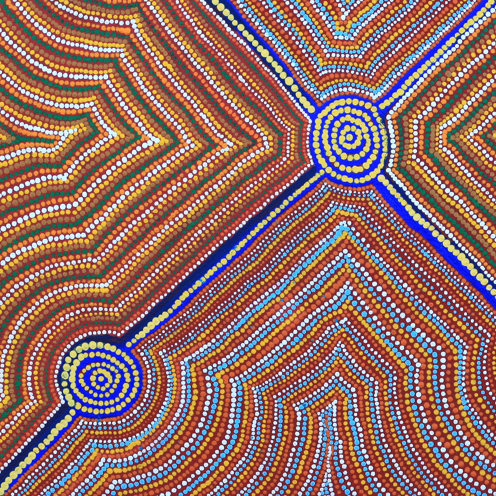 Aboriginal Artwork by Joseph Lane, Kulpununtu, 40x40cm