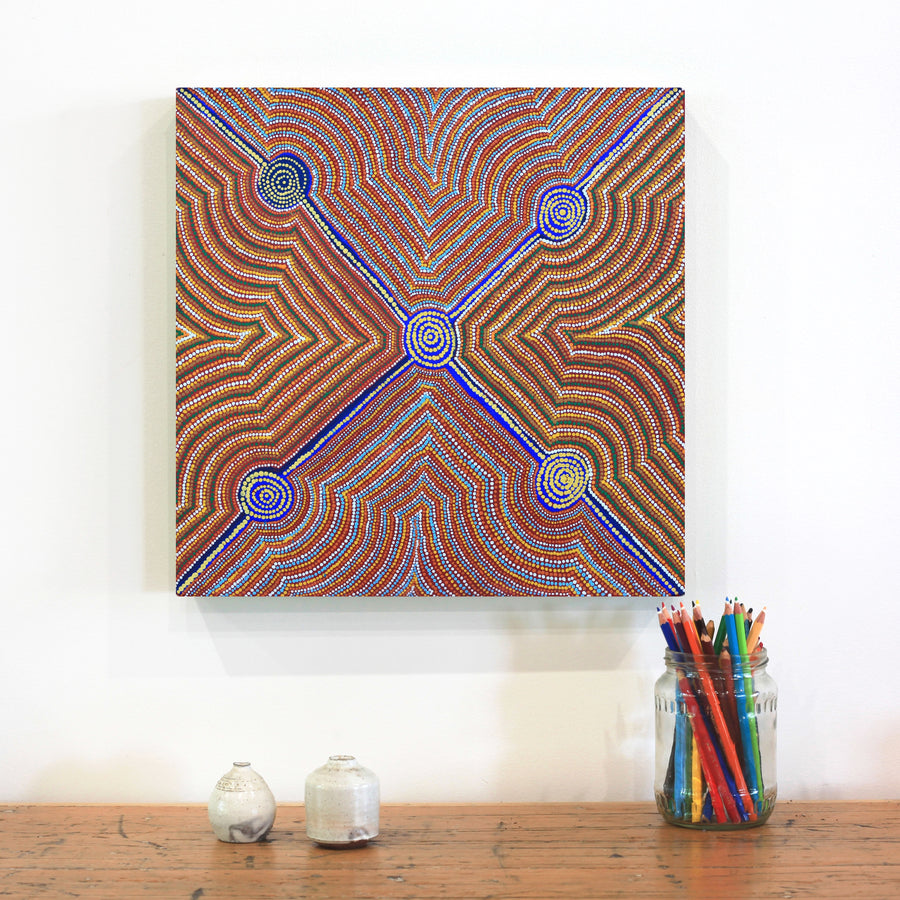 Aboriginal Artwork by Joseph Lane, Kulpununtu, 40x40cm