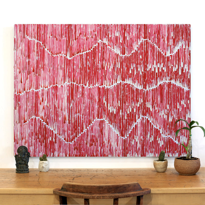 Aboriginal Artwork by Joseph Zimran, Waru - Bushfire Dreaming, 122x91cm