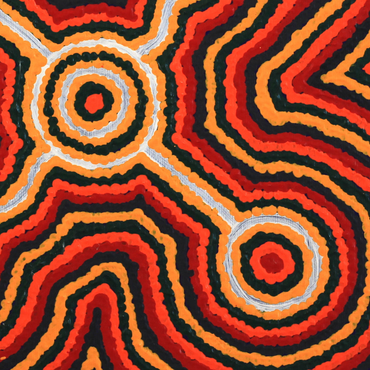 Aboriginal Artwork by Josephine Nangala Gill, Ngapa Jukurrpa (Water Dreaming) - Puyurru, 30x30cm