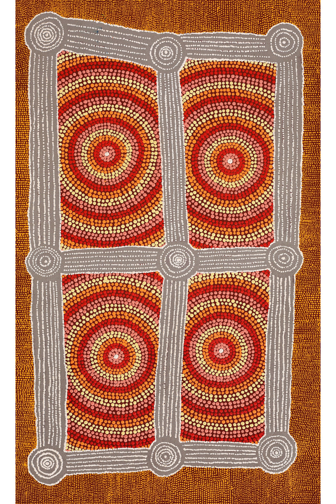 Aboriginal Artwork by Josiah Jupurrurla Walker, Yarla Jukurrpa (Bush Potato Dreaming) - Cockatoo Creek, 91x46cm