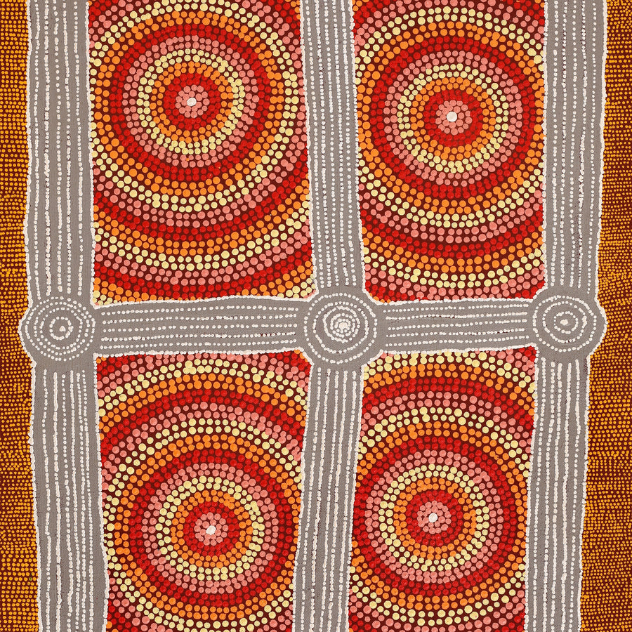 Aboriginal Artwork by Josiah Jupurrurla Walker, Yarla Jukurrpa (Bush Potato Dreaming) - Cockatoo Creek, 91x46cm