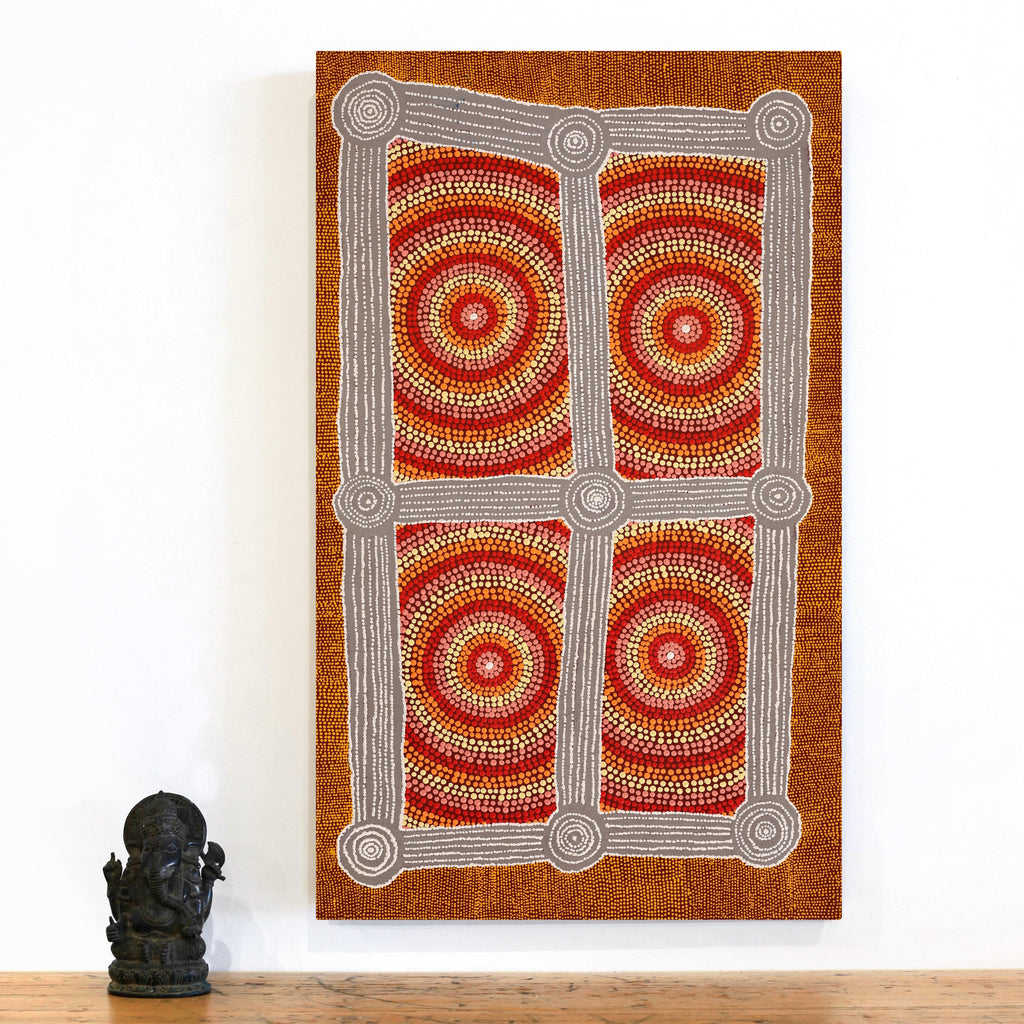 Aboriginal Artwork by Josiah Jupurrurla Walker, Yarla Jukurrpa (Bush Potato Dreaming) - Cockatoo Creek, 91x46cm