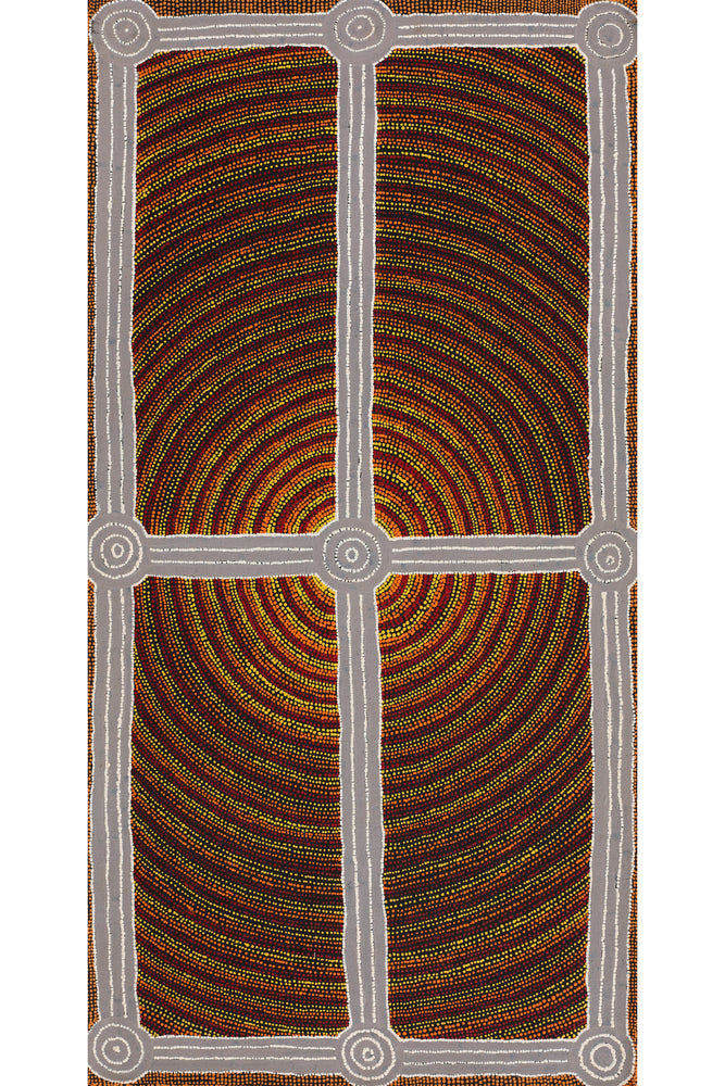 Aboriginal Artwork by Josiah Jupurrurla Walker, Yarla Jukurrpa (Bush Potato Dreaming) - Cockatoo Creek, 91x46cm