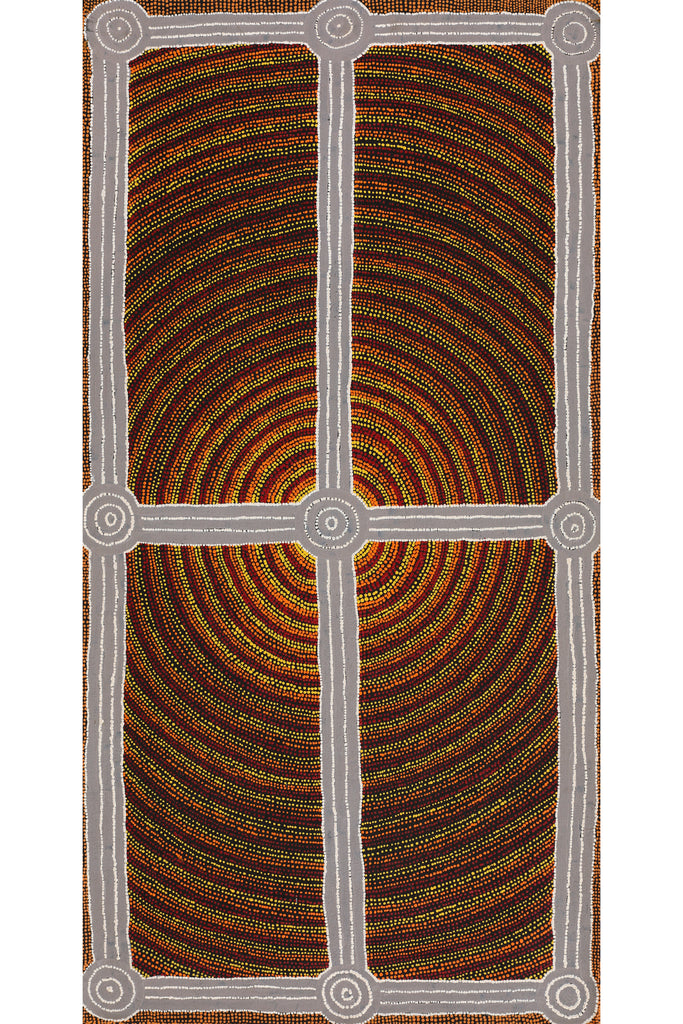 Aboriginal Artwork by Josiah Jupurrurla Walker, Yarla Jukurrpa (Bush Potato Dreaming) - Cockatoo Creek, 91x46cm