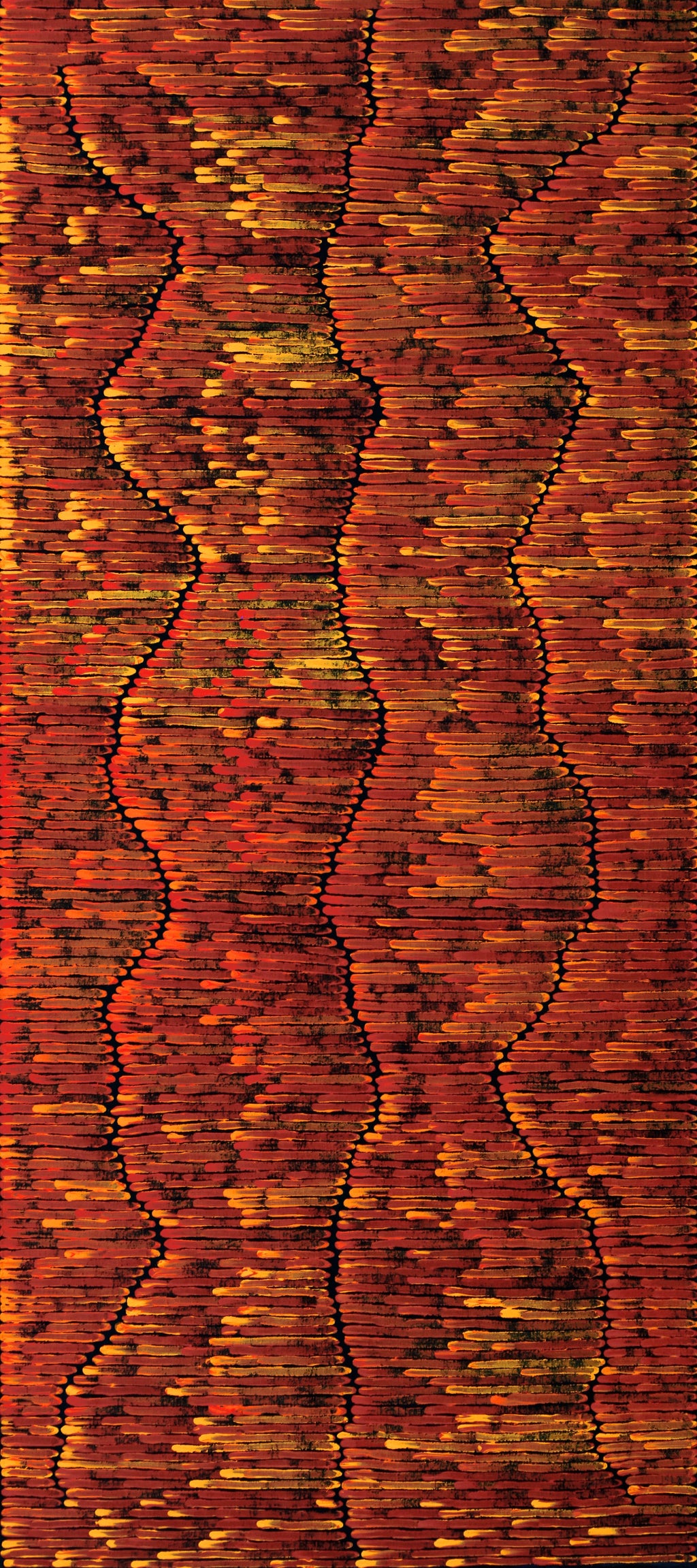 Aboriginal Artwork by Joseph Zimran, Waru - Bushfire Dreaming, 180x80cm