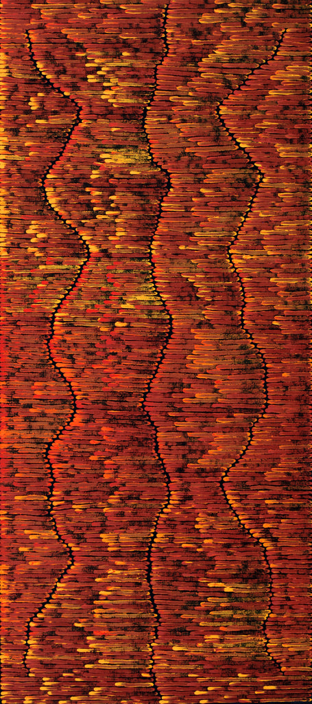Aboriginal Artwork by Joseph Zimran, Waru - Bushfire Dreaming, 180x80cm - ART ARK®