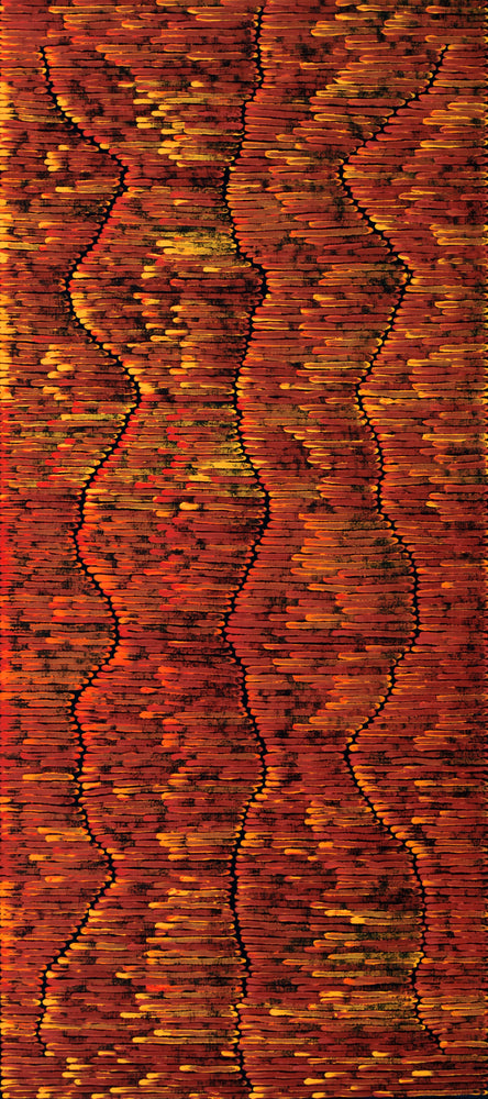 Aboriginal Artwork by Joseph Zimran, Waru - Bushfire Dreaming, 180x80cm