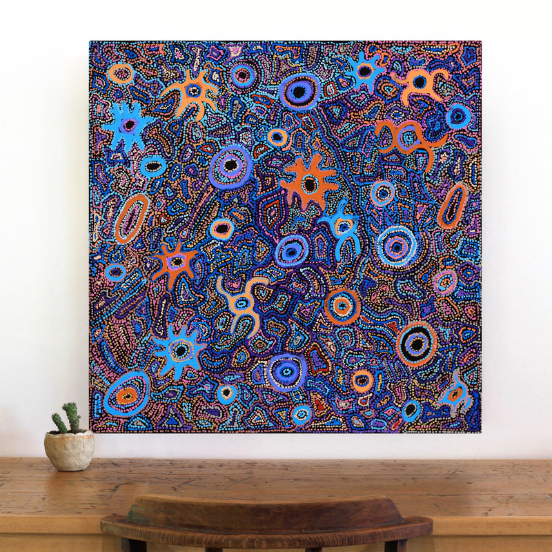 Aboriginal Artwork by Joy Nangala Brown, Yumari Jukurrpa, 76x76cm