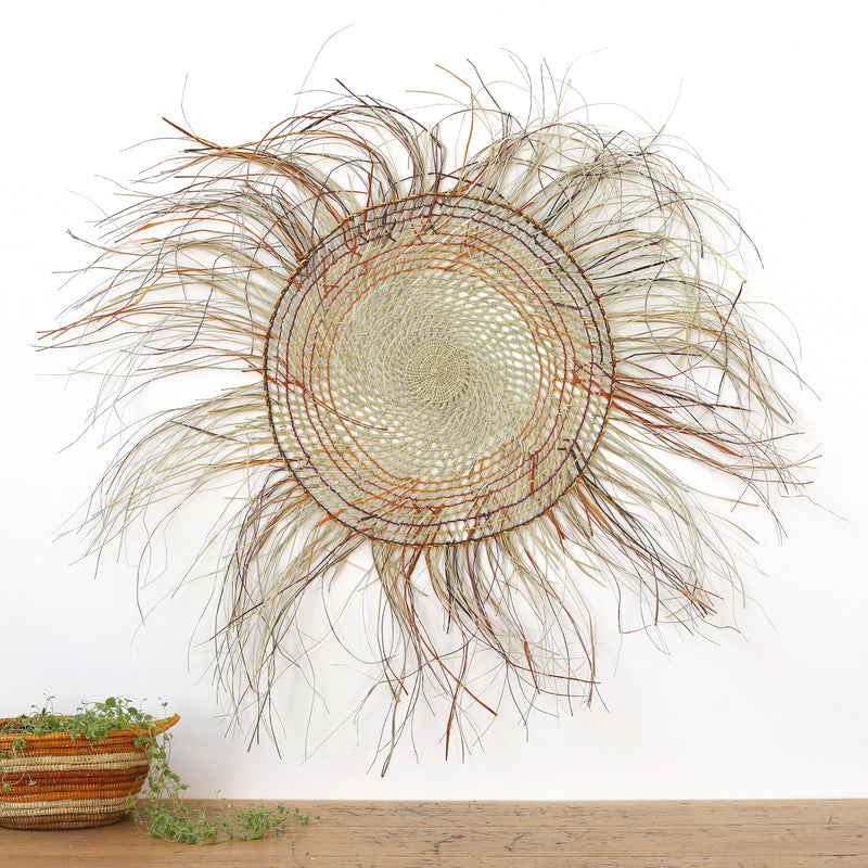 Aboriginal Artwork by Joy Gamunbuy Marrkula - Woven Mat 120cm