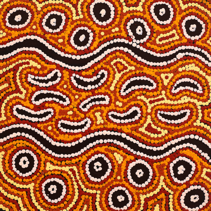Aboriginal Artwork by Joy Napangardi Michaels, Lappi Lappi Jukurrpa, 30x30cm