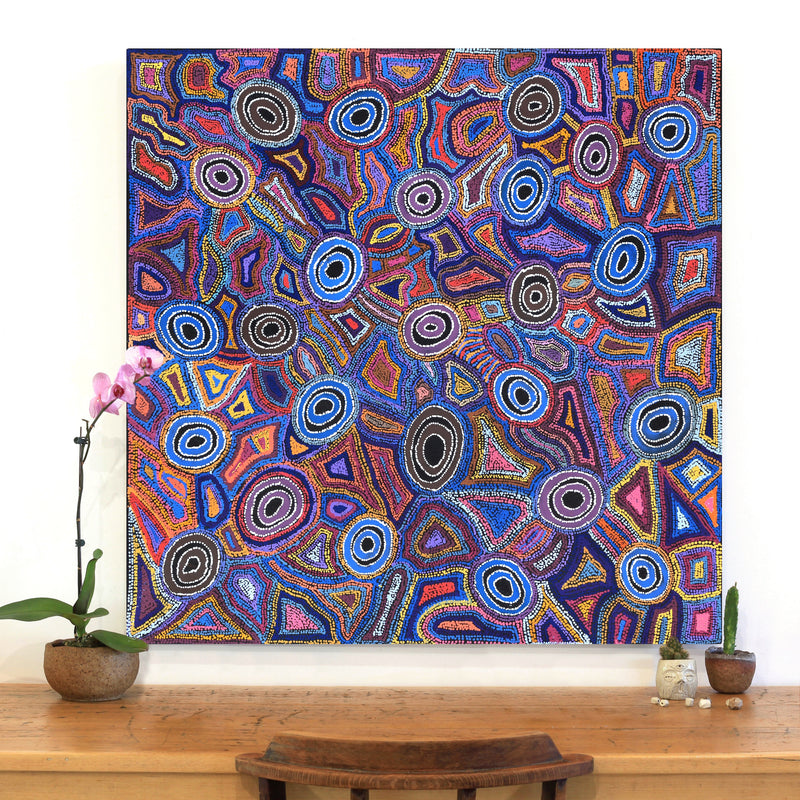 Aboriginal Artwork by Joy Nangala Brown, Yumari Jukurrpa, 107x107cm