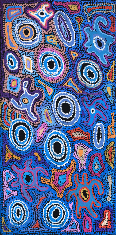 Aboriginal Artwork by Joy Nangala Brown, Yumari Jukurrpa, 61x30cm