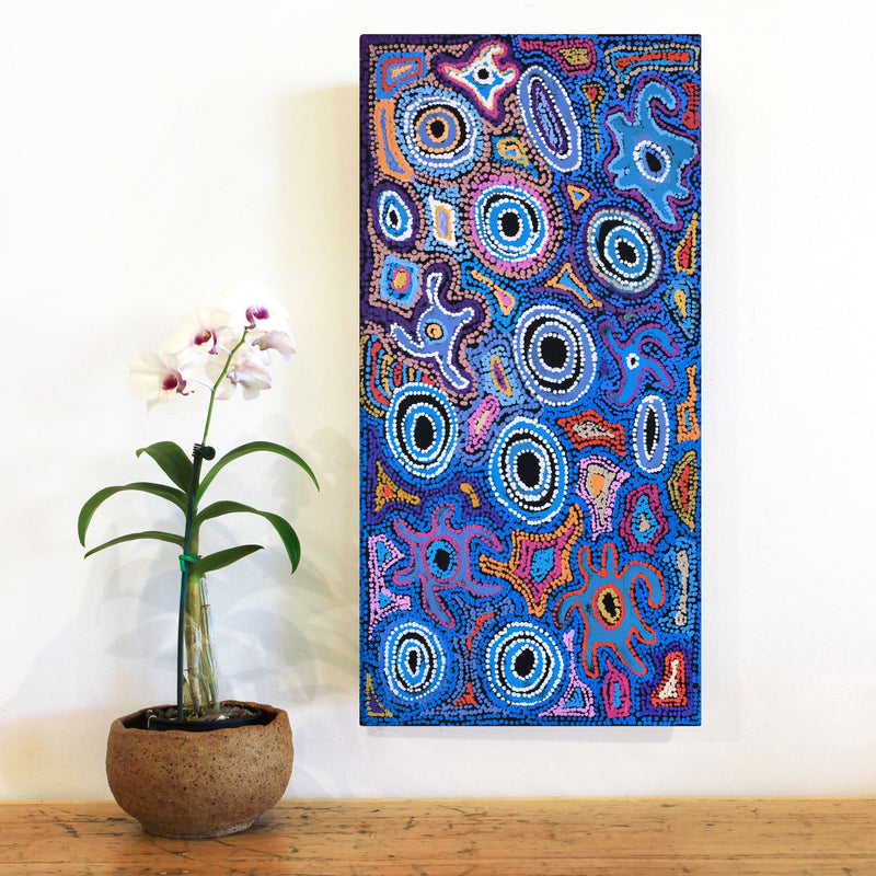 Aboriginal Artwork by Joy Nangala Brown, Yumari Jukurrpa, 61x30cm