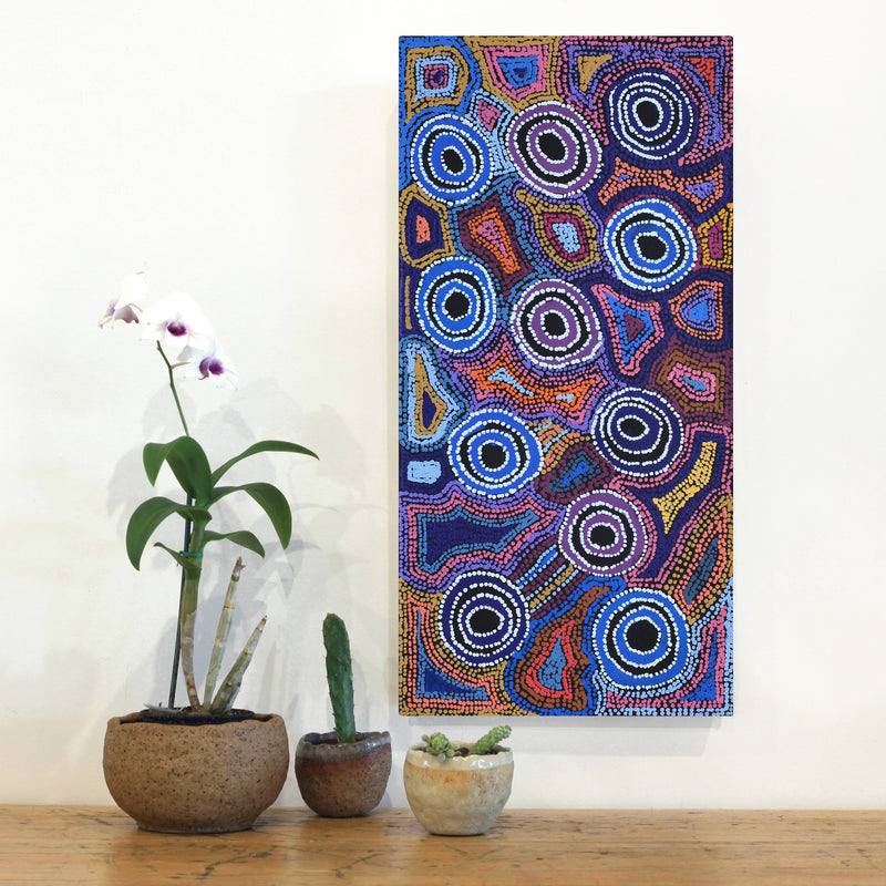 Aboriginal Artwork by Joy Nangala Brown, Yumari Jukurrpa, 61x30cm