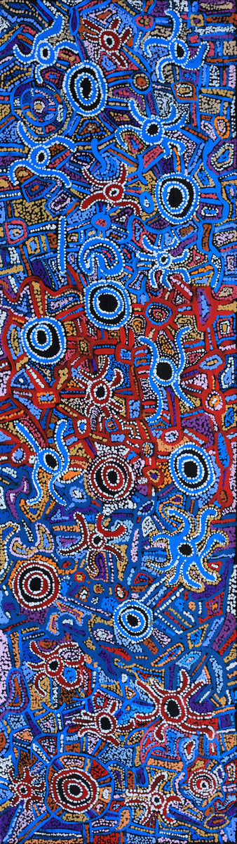 Aboriginal Art by Joy Nangala Brown, Yumari Jukurrpa, 107x30cm - ART ARK®