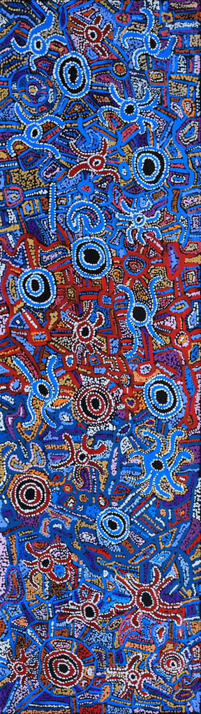 Aboriginal Artwork by Joy Nangala Brown, Yumari Jukurrpa, 107x30cm
