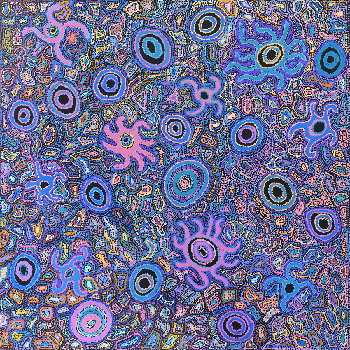 Aboriginal Art by Joy Nangala Brown, Yumari Jukurrpa, 91x91cm - ART ARK®