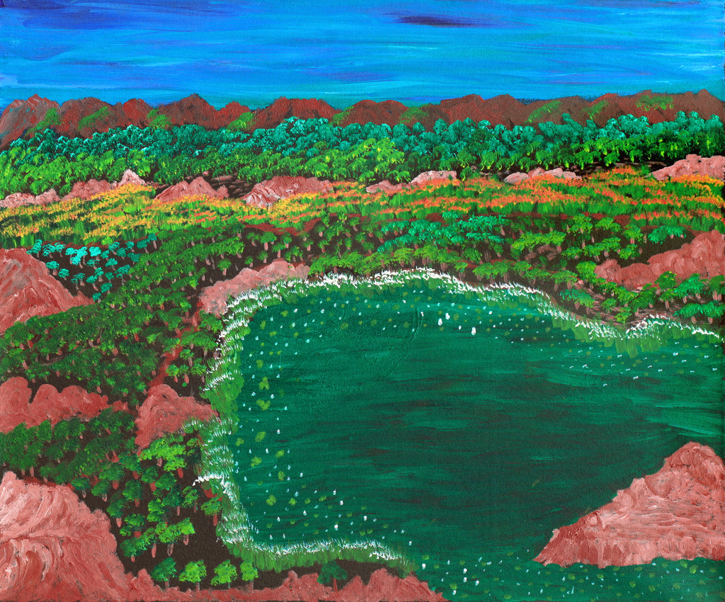 Aboriginal Artwork by Joyce Huddleston, Mangarrjara, 65x54cm