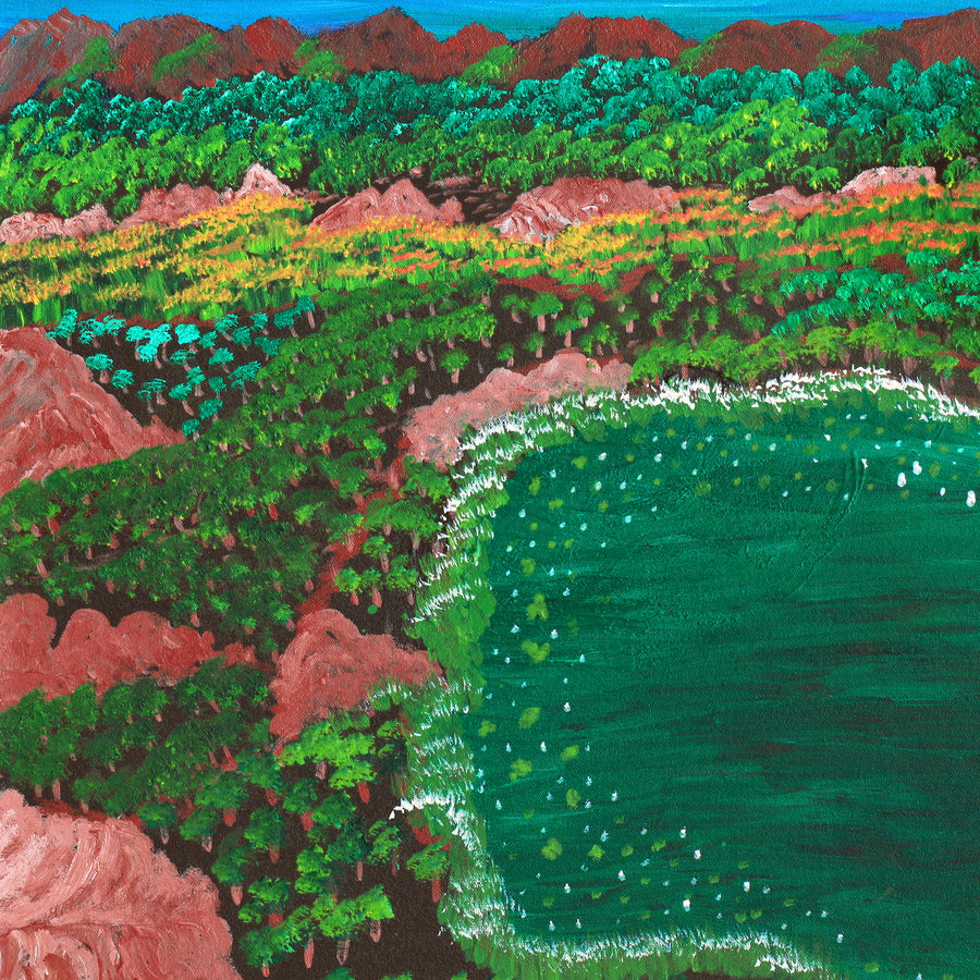 Aboriginal Artwork by Joyce Huddleston, Mangarrjara, 65x54cm