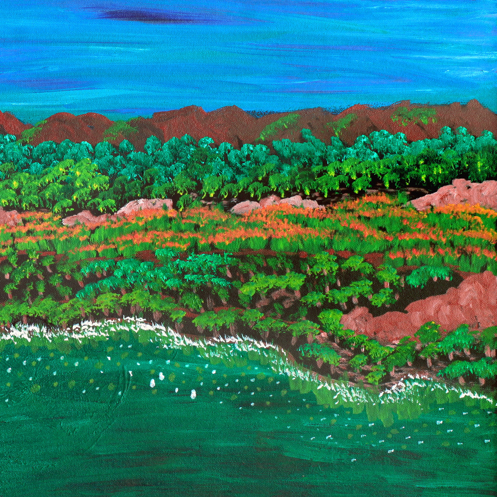 Aboriginal Artwork by Joyce Huddleston, Mangarrjara, 65x54cm