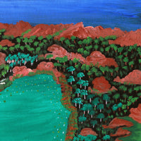 Aboriginal Artwork by Joyce Huddleston, Mangarrjara, 65x54cm