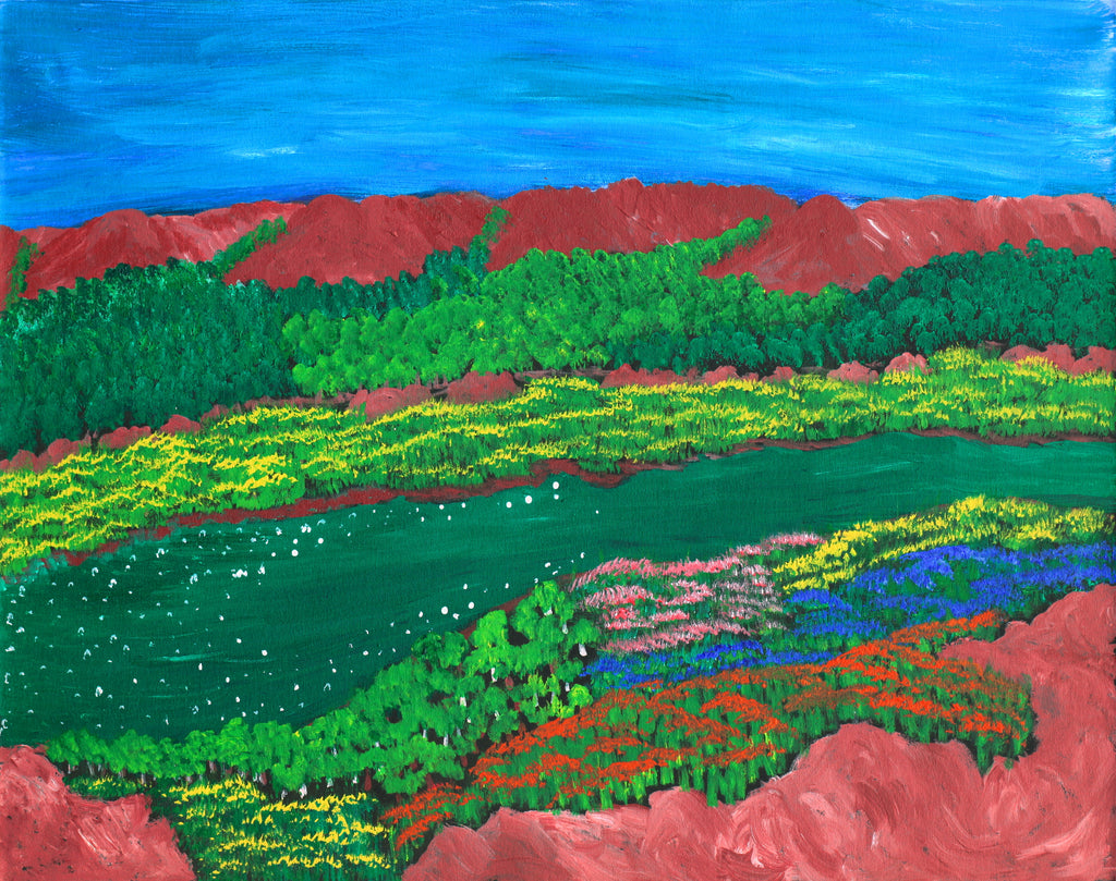 Aboriginal Artwork by Joyce Huddleston, Long Billabong, 76x60cm