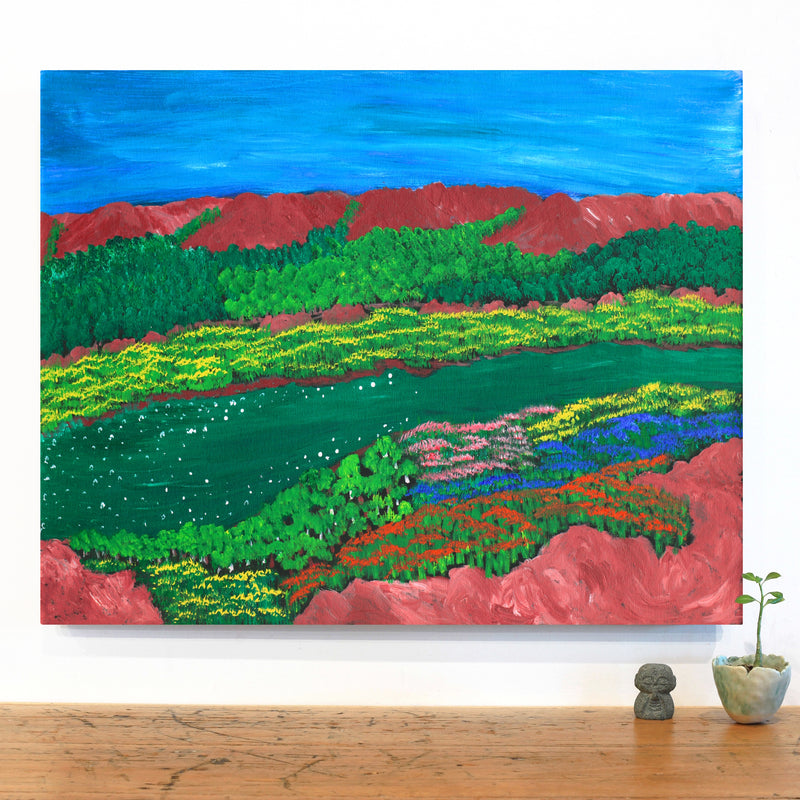 Aboriginal Artwork by Joyce Huddleston, Long Billabong, 76x60cm