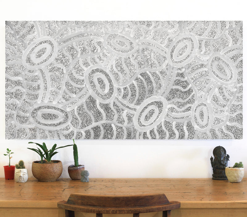 Aboriginal Artwork by Judith Nungarrayi Martin, Janganpa Jukurrpa (Brush-tail Possum Dreaming) - Mawurrji, 122x61cm
