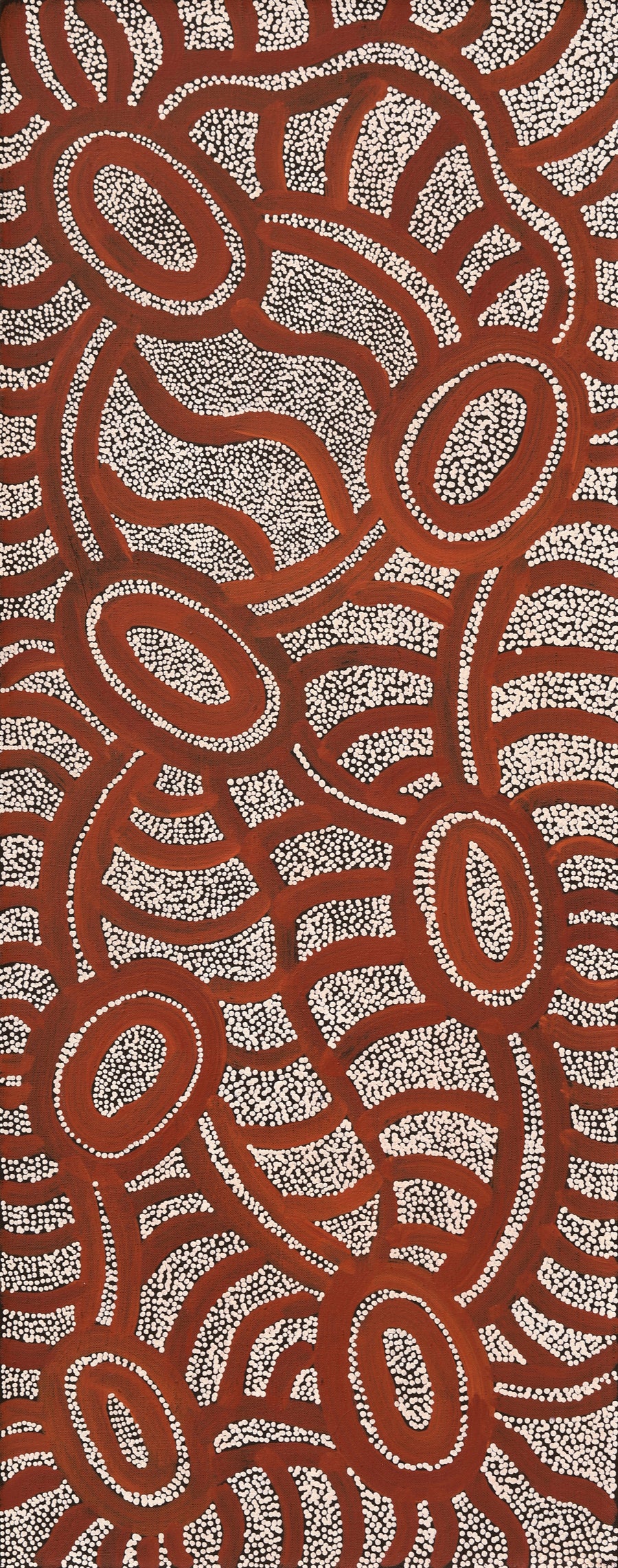 Aboriginal Artwork by Judith Nungarrayi Martin, Janganpa Jukurrpa (Brush-tail Possum Dreaming) - Mawurrji, 76x30cm