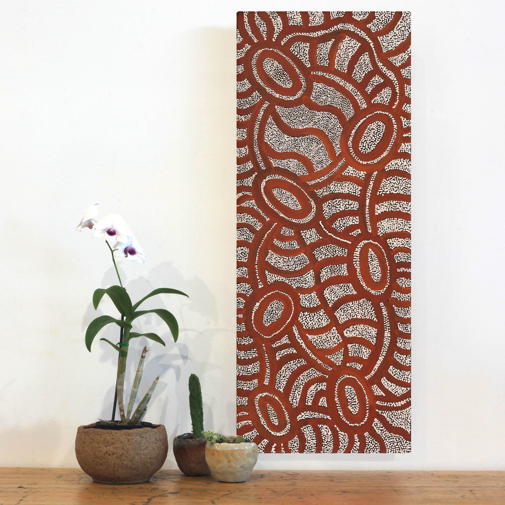 Aboriginal Artwork by Judith Nungarrayi Martin, Janganpa Jukurrpa (Brush-tail Possum Dreaming) - Mawurrji, 76x30cm